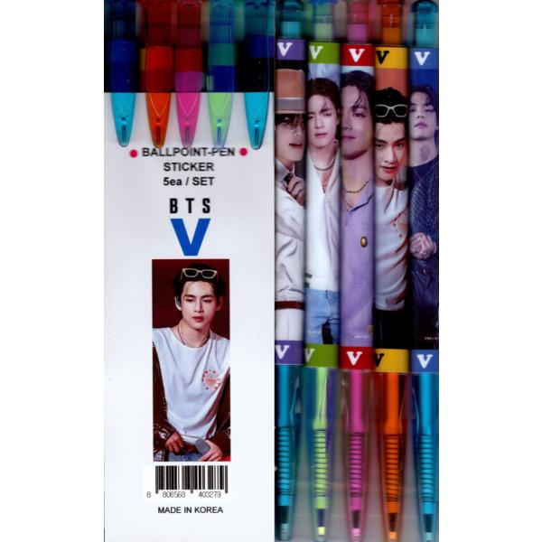 BTS V テテ グッズ ボールペン 5本セット + ステッカー K-POP : スター