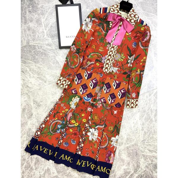 GUCCI（グッチ） 18AW GUCCI フラワー柄 シルク シャツ ワンピース