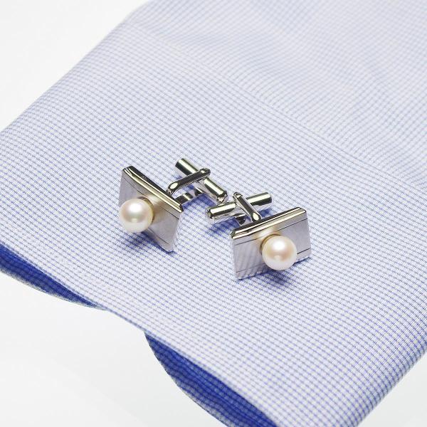 パール カフスボタン 高級 淡水真珠 7.0mm 父の日 プレゼント 冠婚葬祭