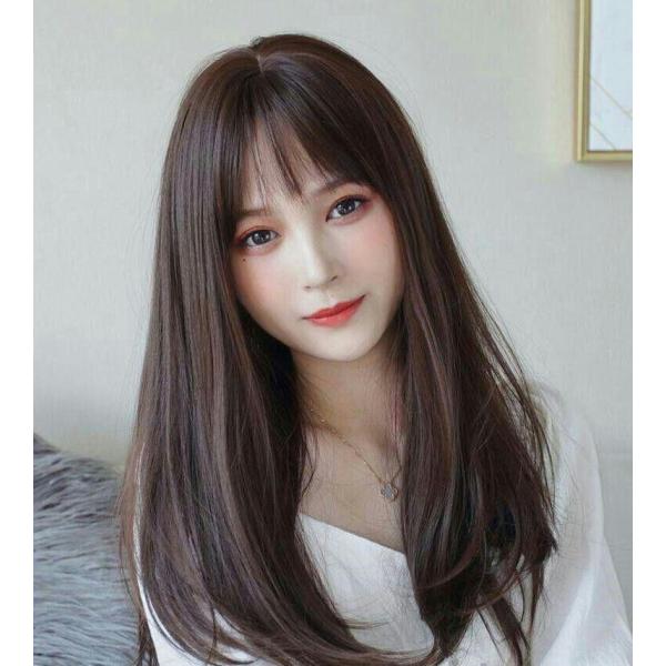 茶色 ダークブラウン ロングストレート ウィッグ かつら レディース