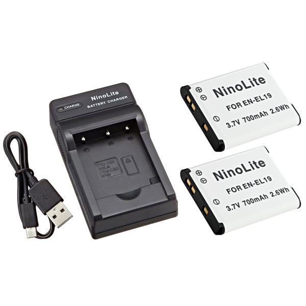 DC109 USB型充電器 MH-66 と ニコンEN-EL19 互換バッテリー2個の3点