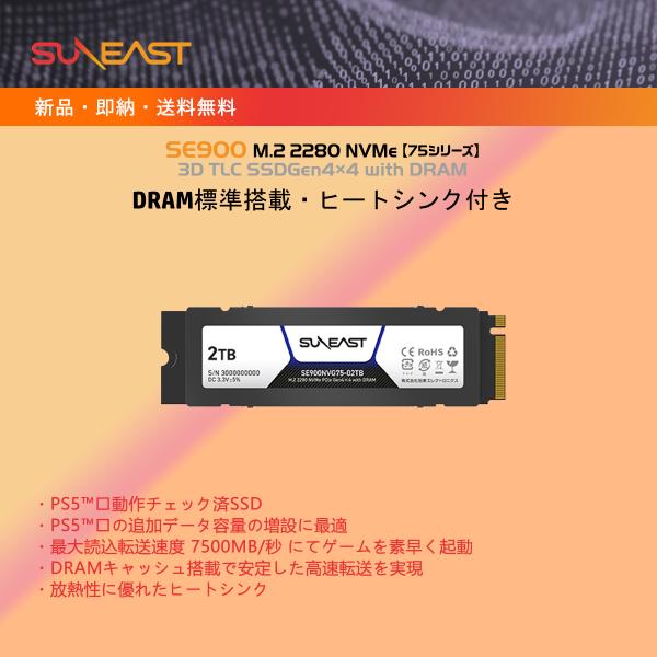 SUNEAST SUNEAST・SE900NVG75-02TB・2TB 容量・内蔵SSD・PCIe Gen4x4 M