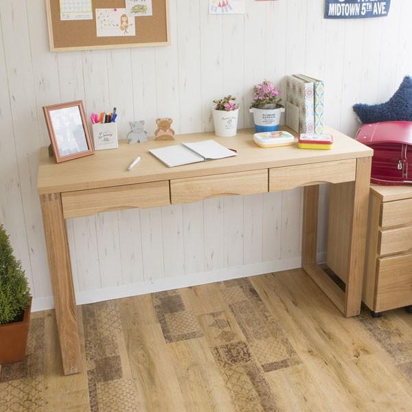 デスク 天然木タモ突板デスク 幅120cm 奥行45cm 引出し 北欧風 長机