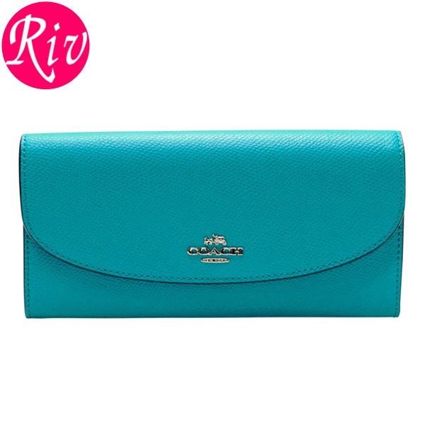 COACH（コーチ） 財布 長財布 二つ折り ターコイズブルー レザー