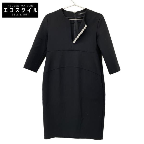 YOKOCHAN ヨーコチャン YCD-118-366 ブラック 七分袖 フェイクパール