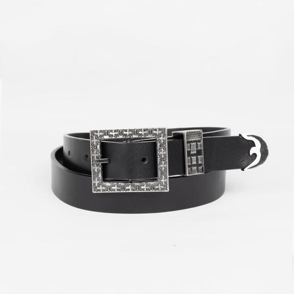 SHINYAKOZUKA（シンヤコヅカ） | METALLIC SCENERY BELT (BLACK) 革