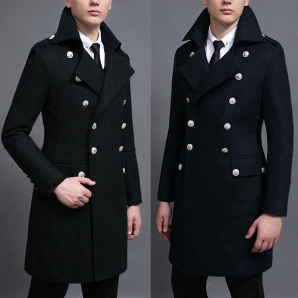 メンズ ナポレオンコート ダブルコート ロングコート 男 個性的
