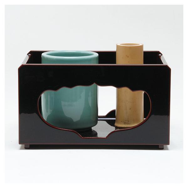 茶道具 / 莨盆 (たばこ盆) 玄々斎好写 香狭間透 (こうざますかし) 溜塗