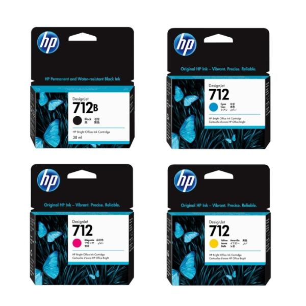HP 712 712B 純正インク ブラック/カラー 4色セット 38/29mL 各1 計4個