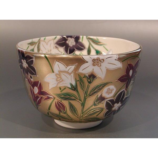 茶道具・抹茶茶碗 】茶碗 金地 桔梗（ききょう）、 京焼 伝統工芸士