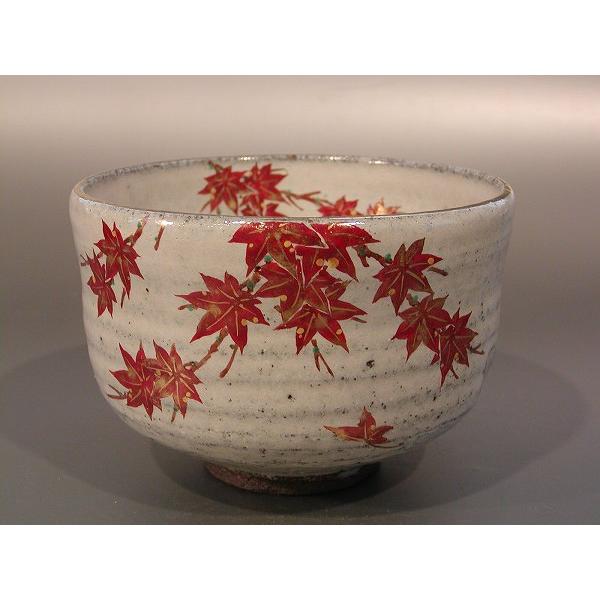 茶道具 抹茶茶碗 色絵 紅葉、京焼 中村清彩作、桐共箱 新品。 : 佐藤