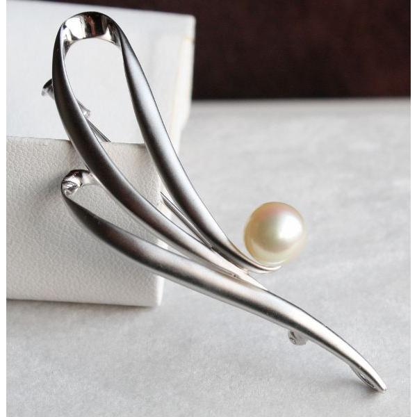パール ブローチ 伊勢志摩産 アコヤ本真珠 シルバー製 レディース