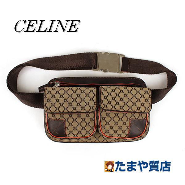 TRIOMPHE CELINE セリーヌ ボディバッグ トリンオフキャンバス レザー