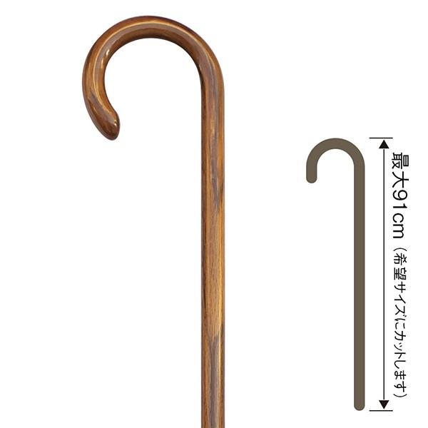 No.21 縞オーク大曲ステッキ（木製杖／最長91cm／日本製）｜土屋産業