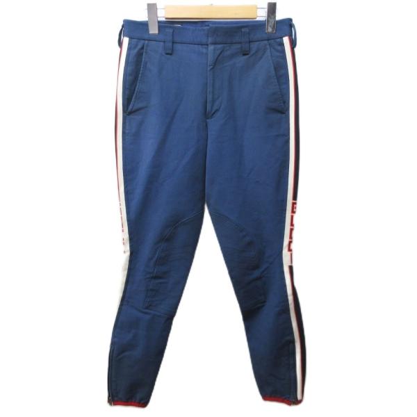 GUCCI（グッチ） サイドラインロゴ ギャバジン ストレッチパンツ 側章