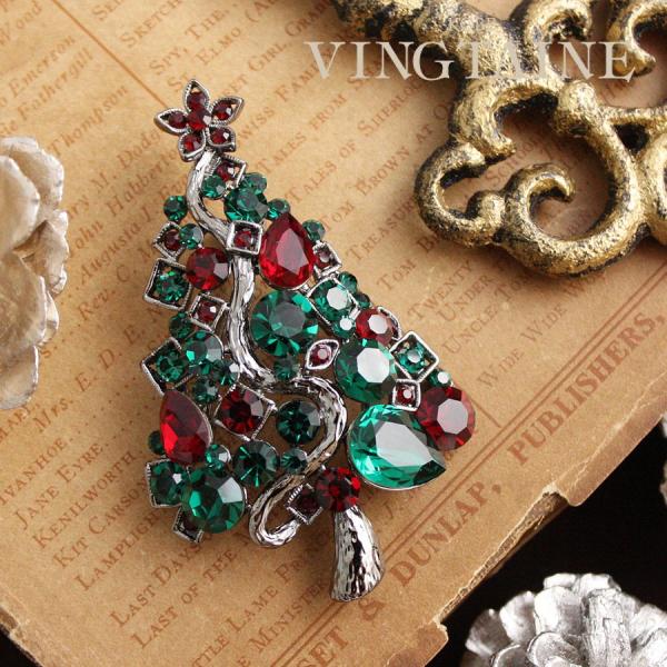 ヴァンテーヌ ブローチ クリスマスツリー カラー 大ぶり デイリー X