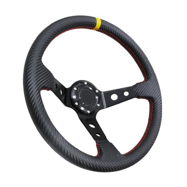 モモ形状 MOMO ディープコーン 競技用 ステアリング カーボン柄 レッド