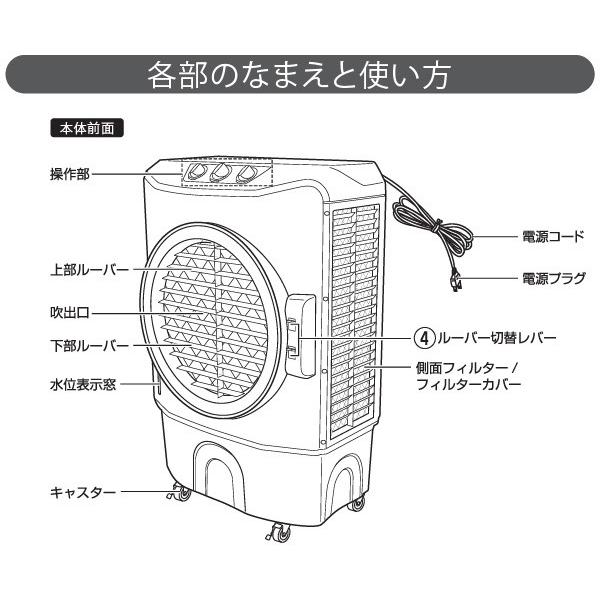 ユアサプライムス 大型 水風扇 YAC-B40V W ホワイト 気化熱 扇風機 冷