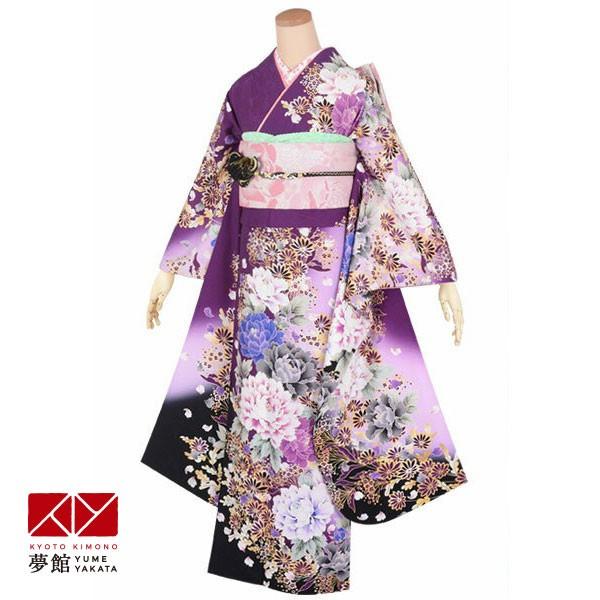 振袖 レンタル 成人式 結婚式 紫 牡丹に菊(R1758)12月〜1月利用 対応