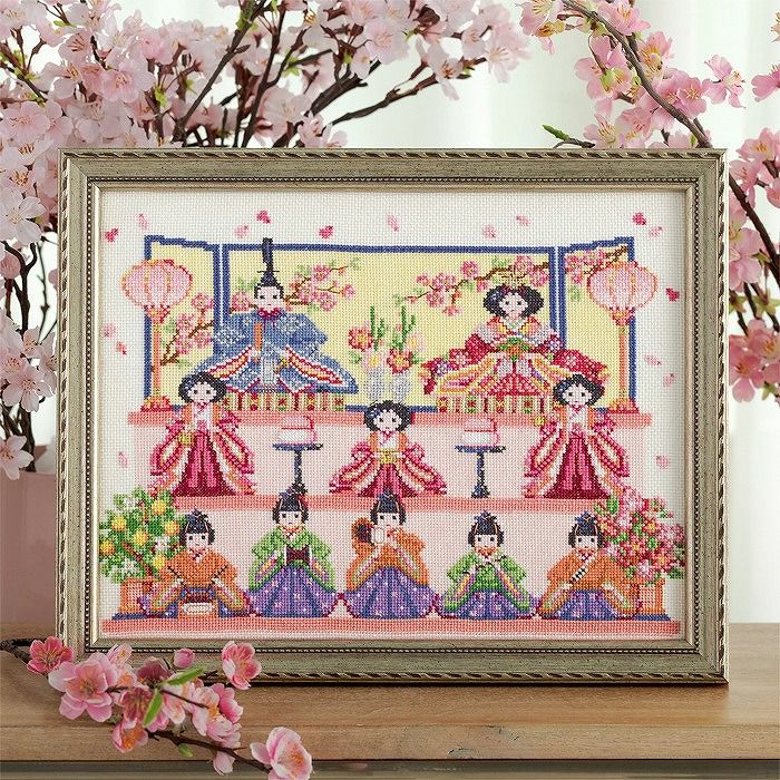 クロスステッチフレーム＜ひな段飾り＞ | リバティ 生地、編み物、刺繍