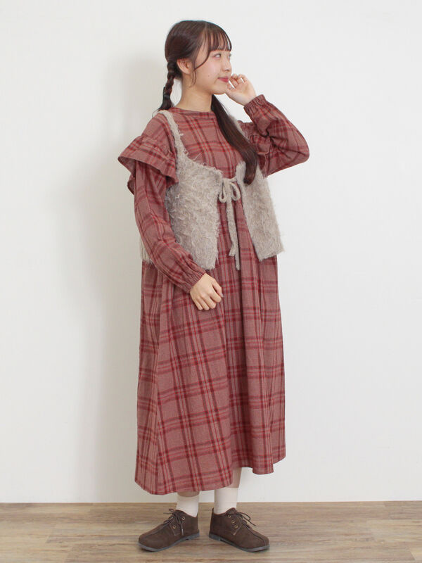 セール】 前後2WAY起毛ニットビスチェ（チャコールグレー/ベージュ