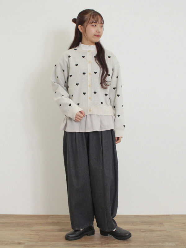 セール】 レースラウンド切替ブラウス（オフホワイト/グレー/ブラック