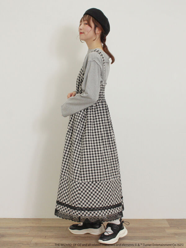 セール】 【オズの魔法使】ギンガムワンピース（ブラック/ブルー