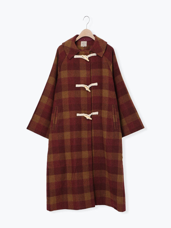 セール】 [タスマニアウール]2WAY襟ロングコート（ブラック/ボルドー