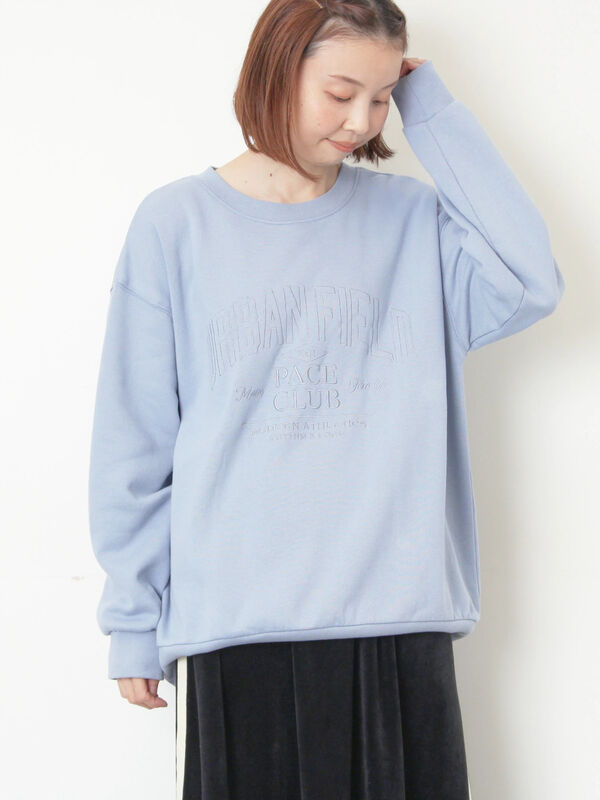 セール】 裏起毛ロゴ刺繍スウェット（グレー/ベージュ/サックスブルー