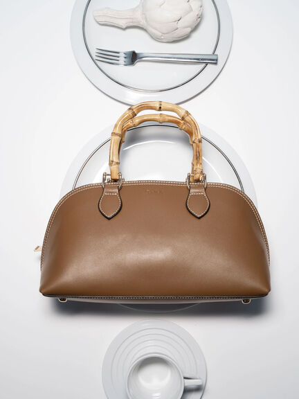 ブラウン バンブーハンドルボストン《2025spring catalog item