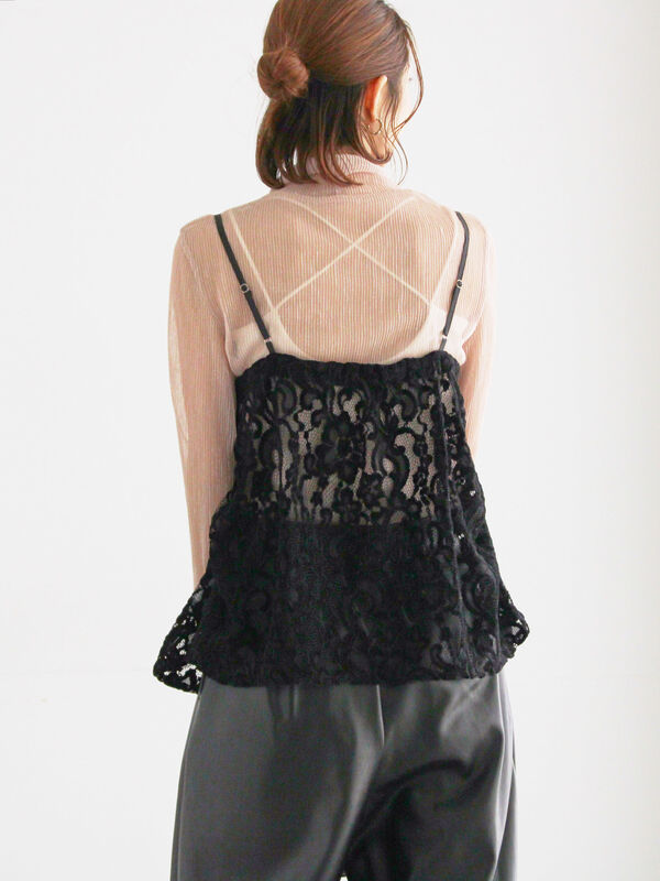 セール】 ベロアレースキャミソール（ブラック/ブラウン/トップス