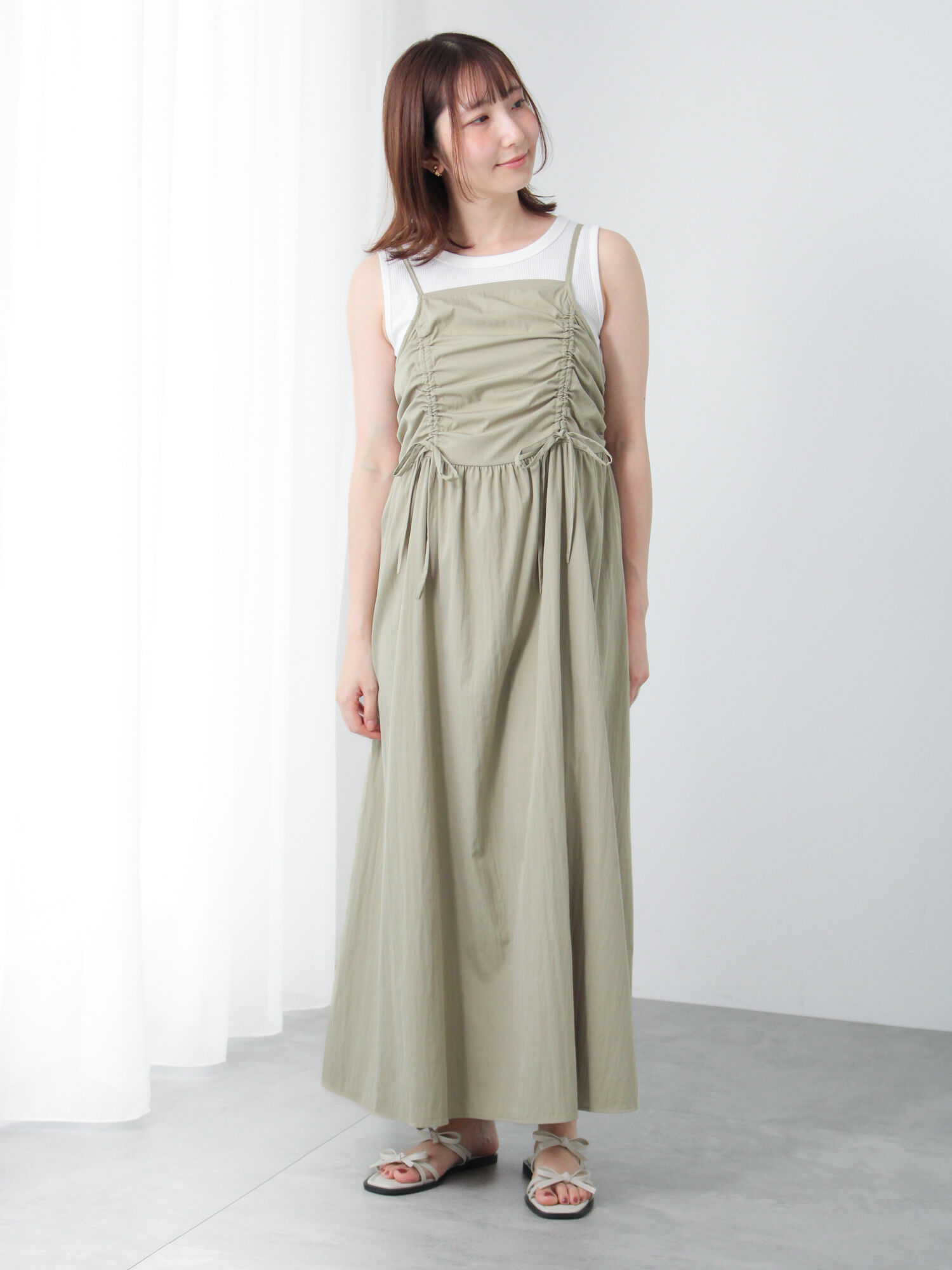 セール】 ドロストキャミワンピース（ブラック/モカ/カーキ/ワンピース