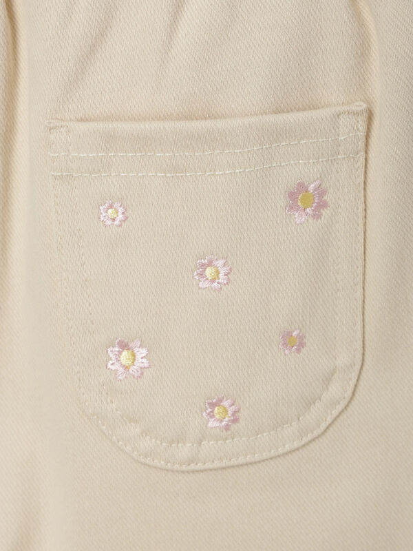 セール】 お花刺繍ポケットパンツ（チャコールグレー/ブラウン/キナリ