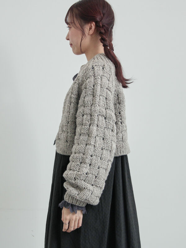 セール】 【ペルーニット】ショート丈カーディガン（オフホワイト