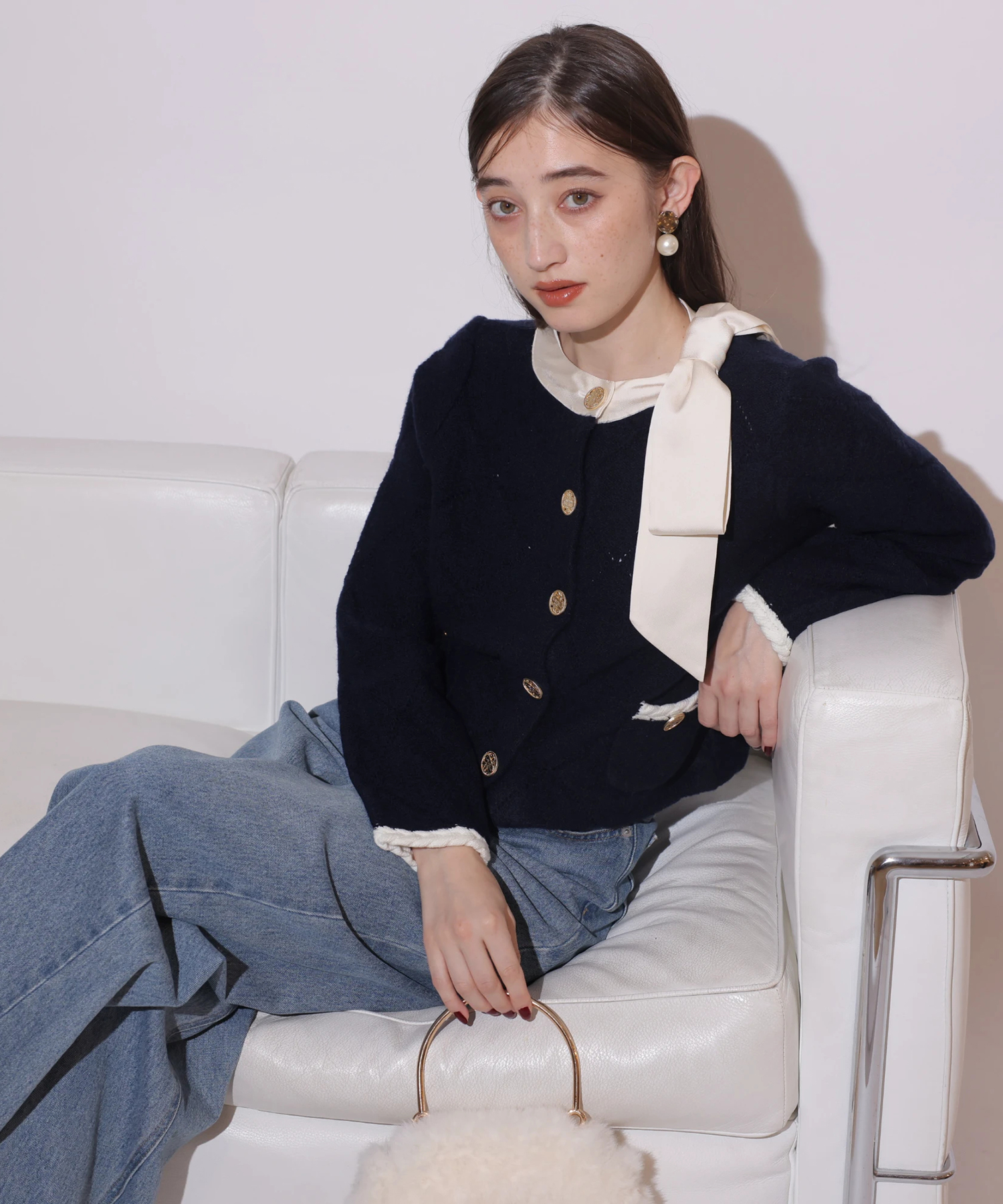 Arpege story限定】〈MARIEBELLEコラボ〉Ribbon Knit Jacket | カーデ