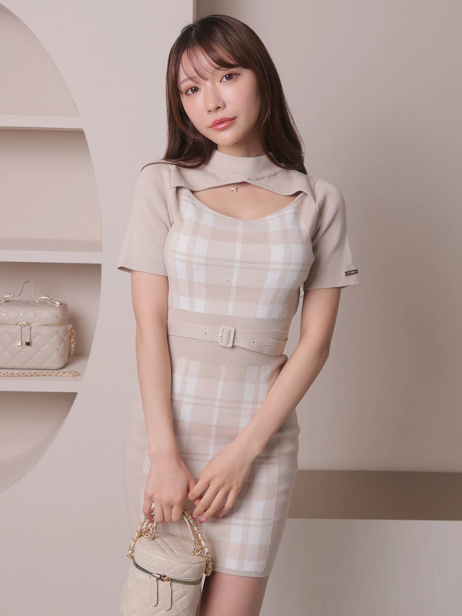 LIP SERVICE（リップサービス）｜ チェックジャガードデコルテオープン