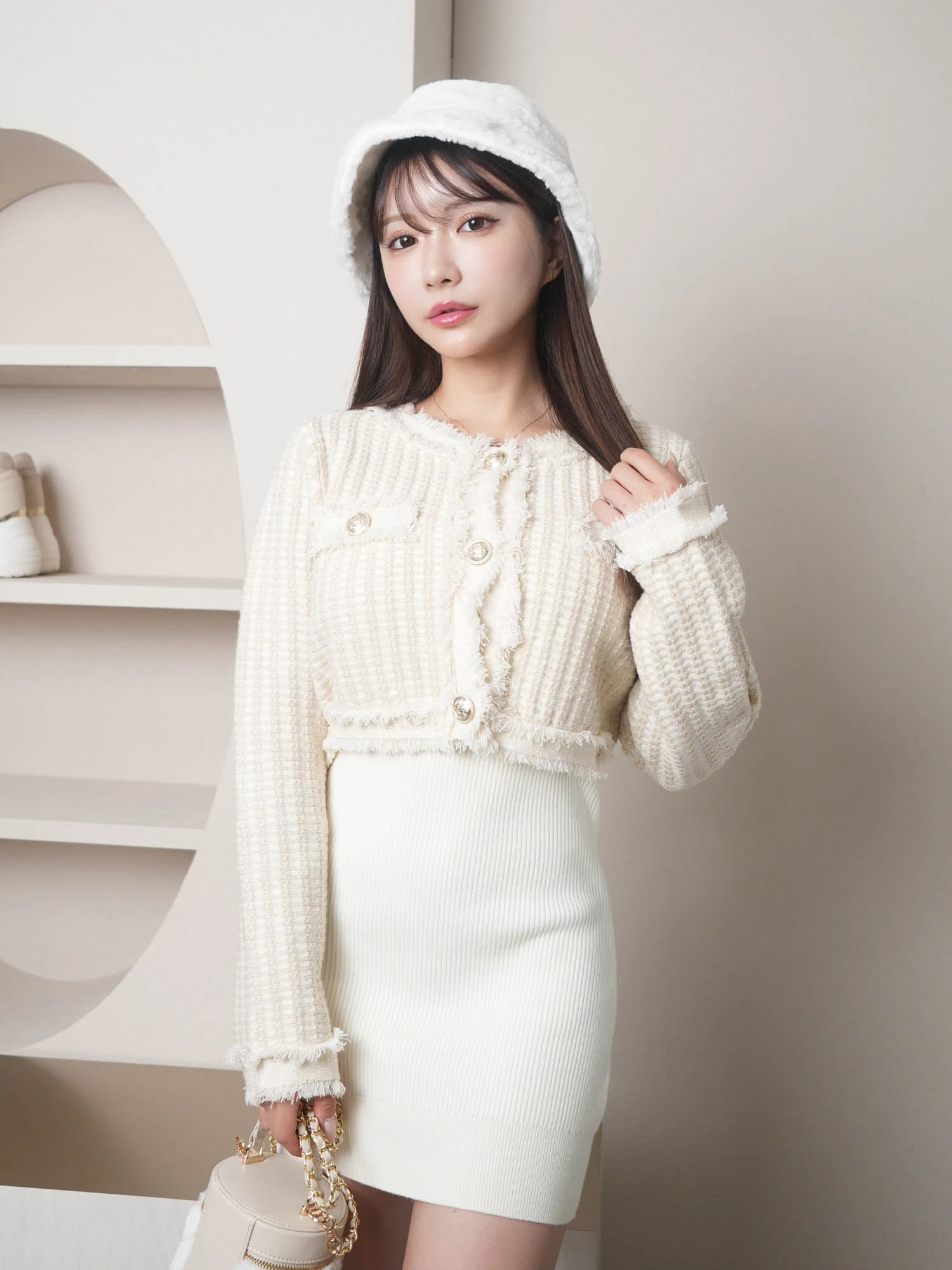 LIP SERVICE（リップサービス）｜ フリンジツイードアンサンブルニット