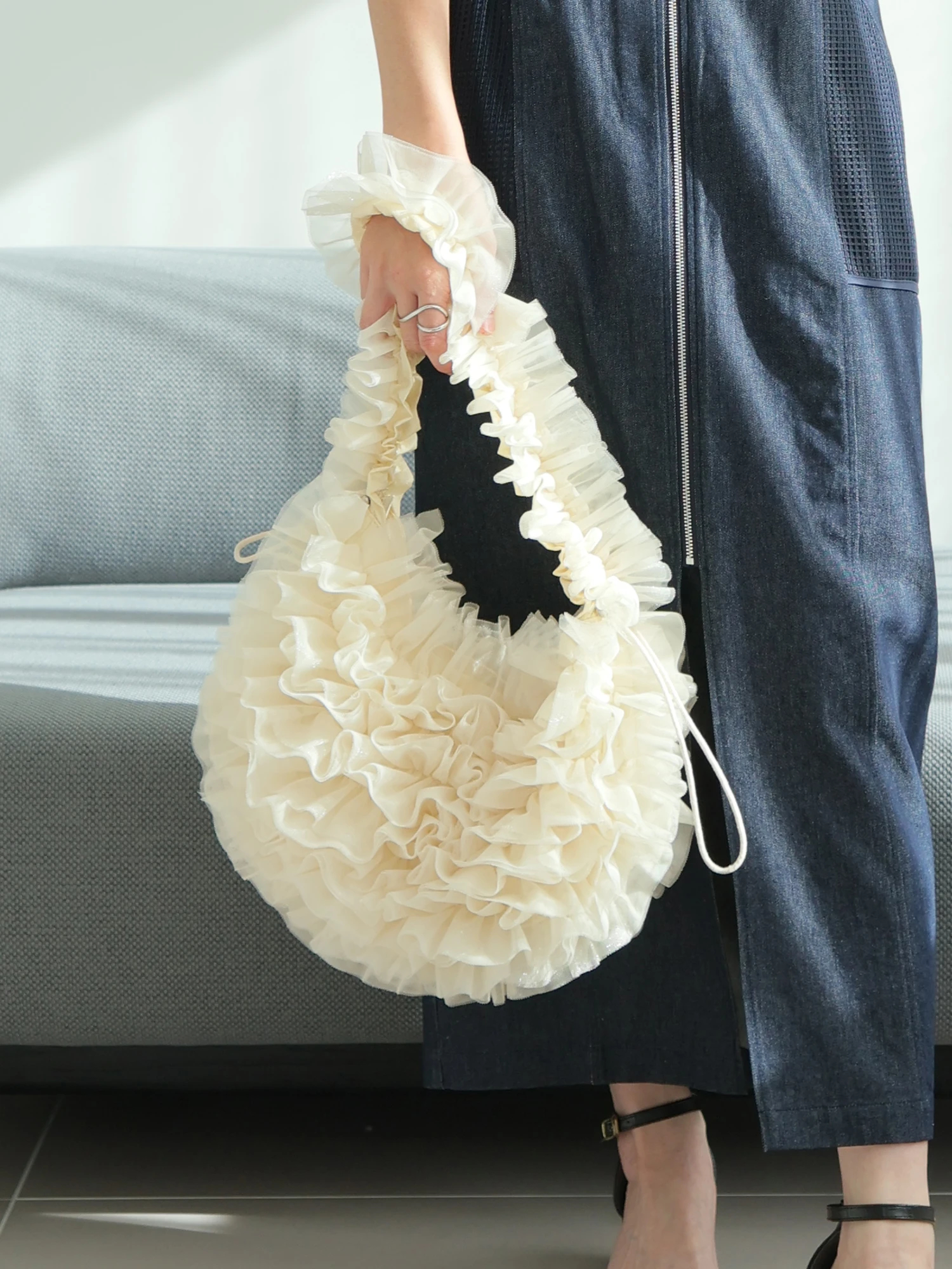 LADYMADE（レディメイド）｜ ラメチュールフリルドロストバッグ