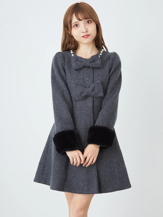 フロントリボンノーカラーフレアコート - Ank Rouge(アンクルージュ)の