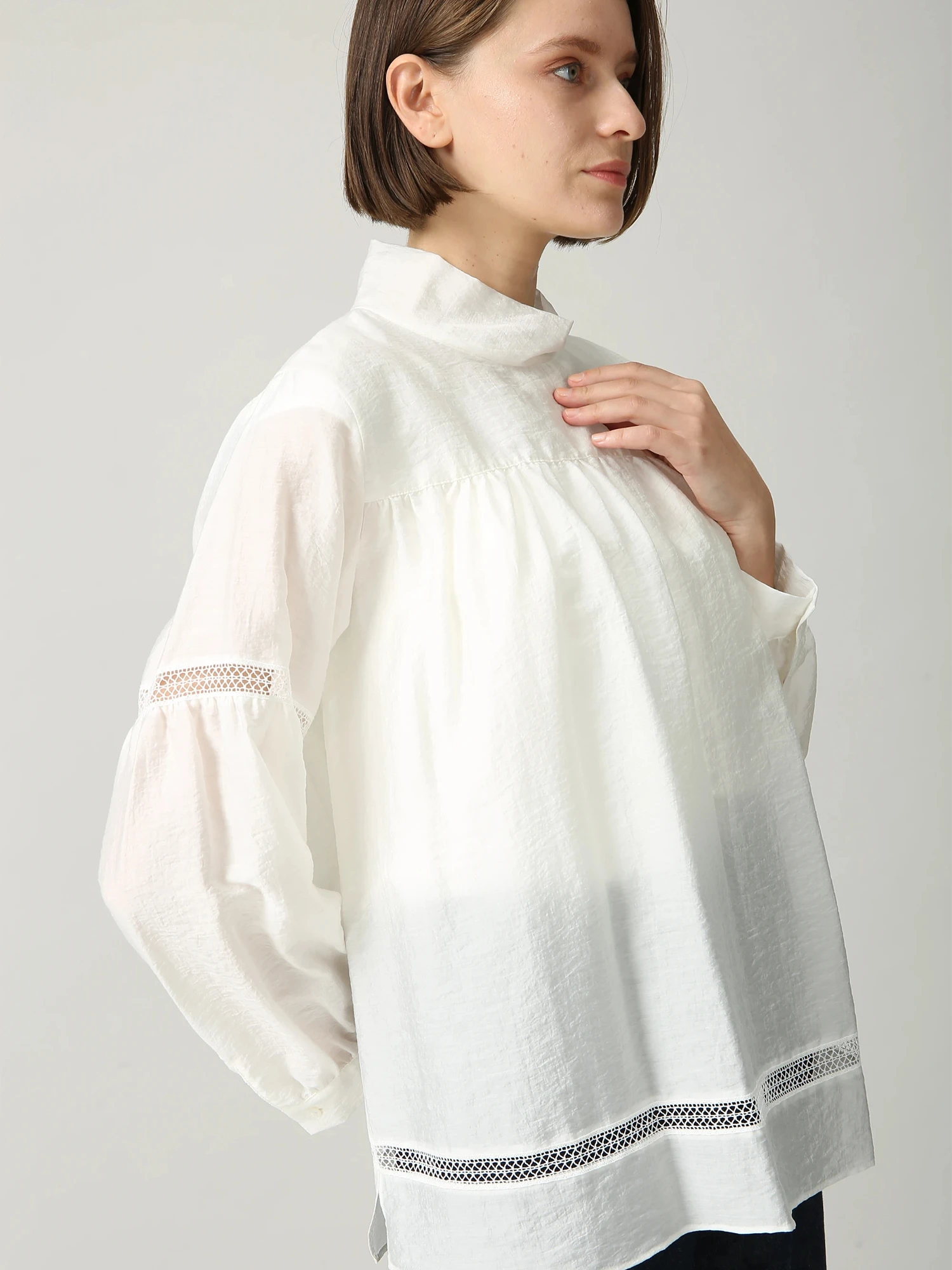 日本製】シアーシルク プルオーバー ブラウス シャツ ｜ MORABITO