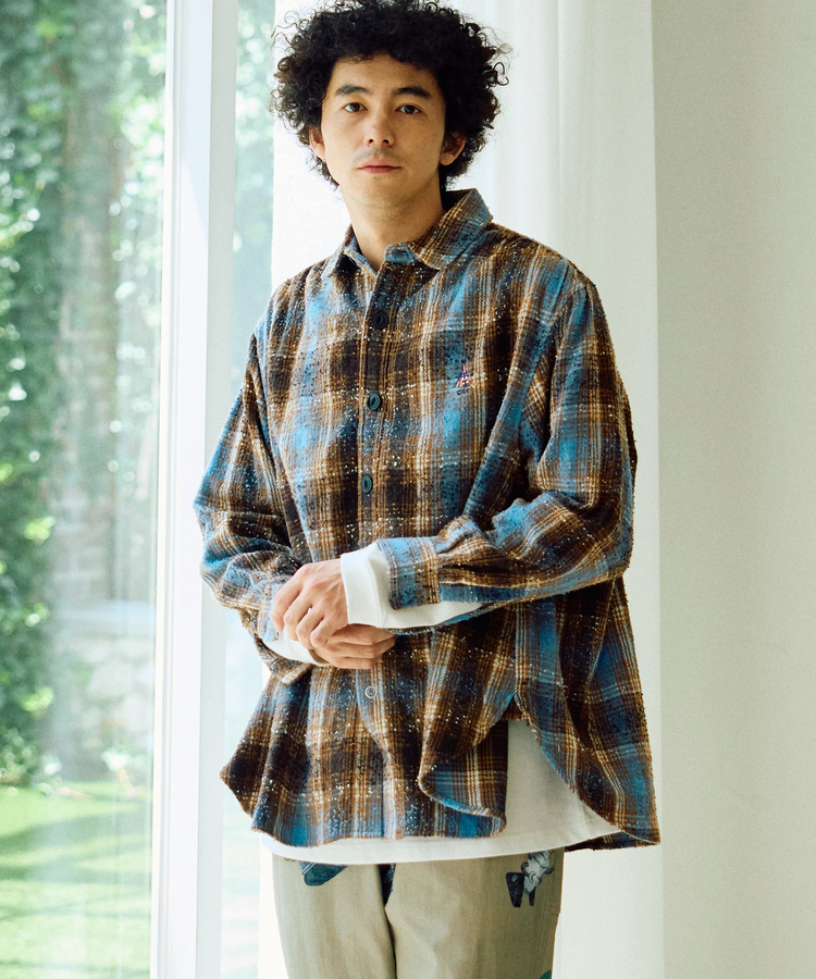 ビエラチェックギャザーオーバーシャツ (MENS)｜ファッション通販