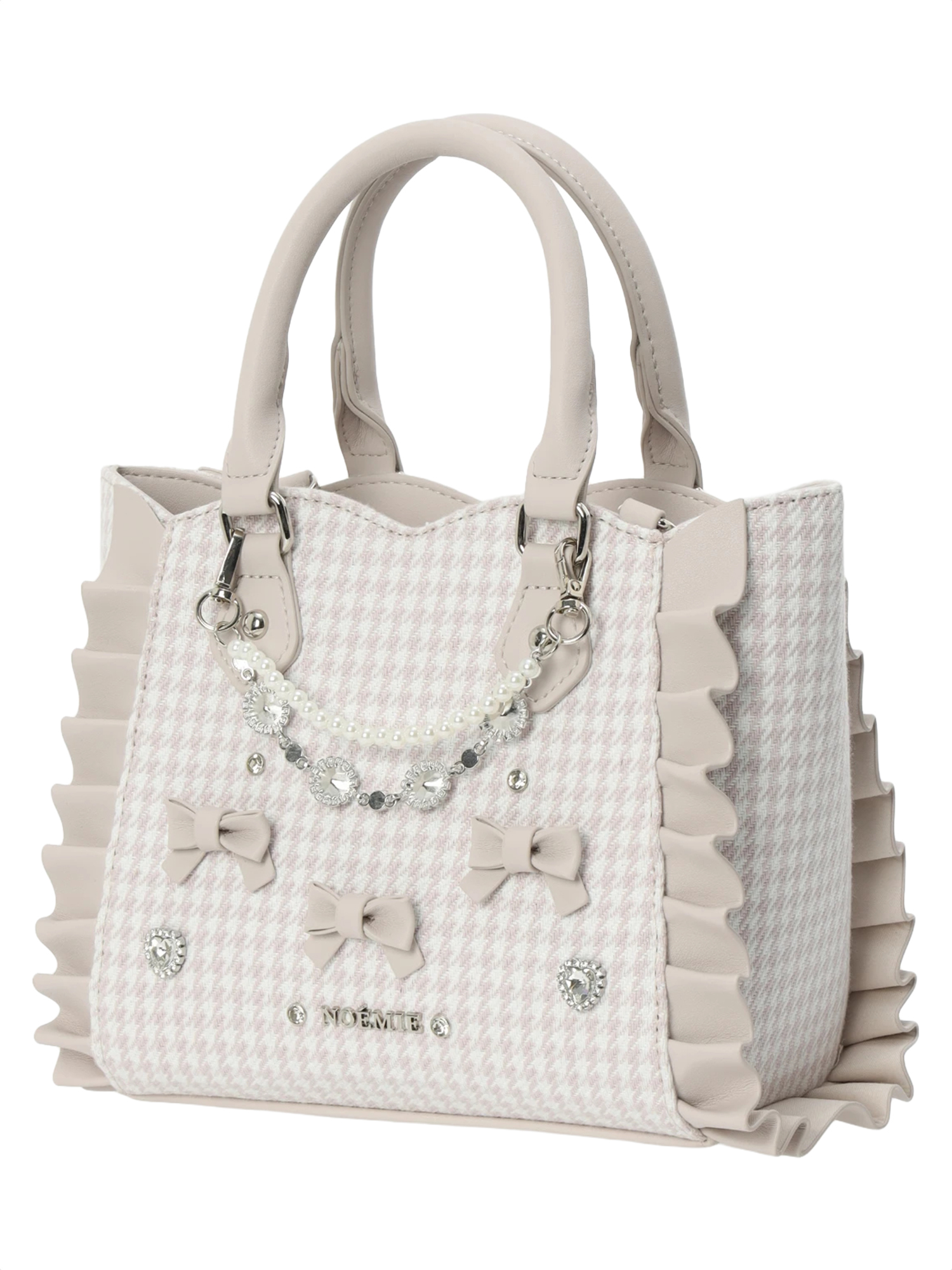 千鳥柄ビジューフリル2wayショルダーバッグ（ショルダーバッグ｜ピンク