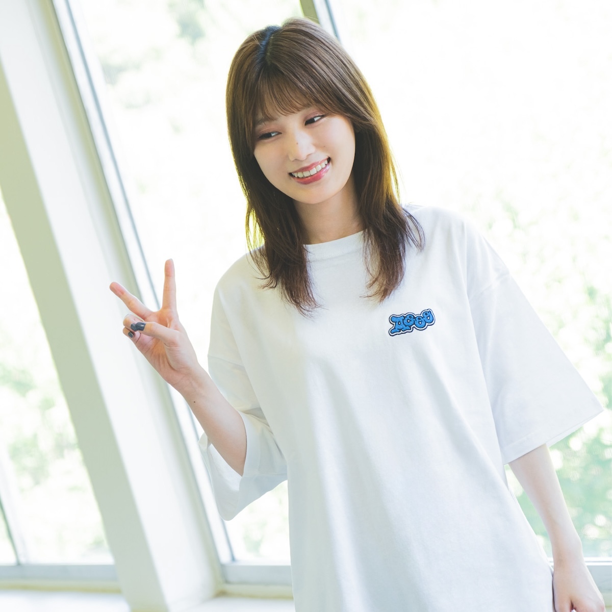 Aooo Oversized Embroidery T-shirt BLUE | Aooo ONLINE STORE