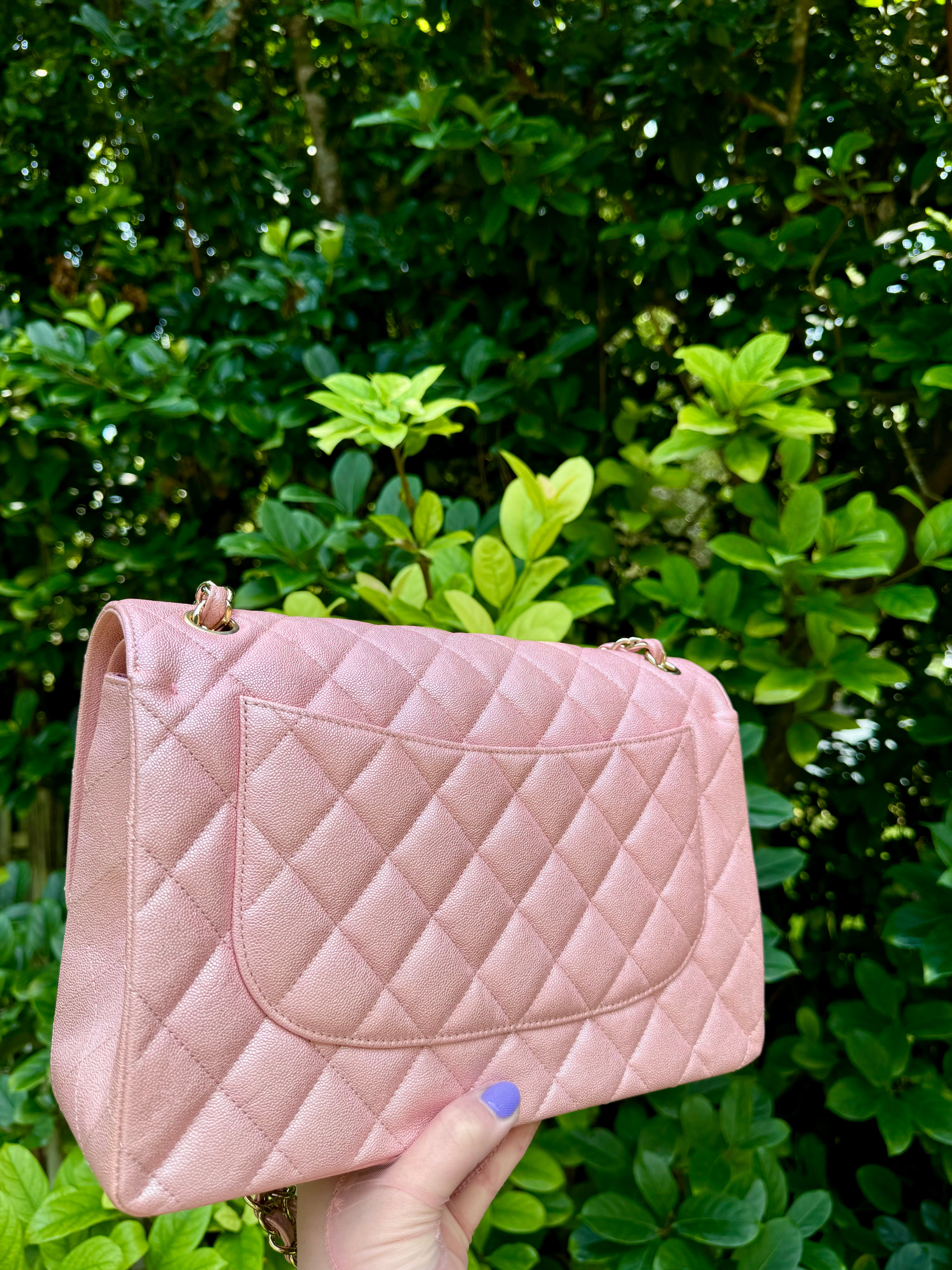 Chanel 19S Pink Iridescent Jumbo Caviar Double Flap Bag – Its A