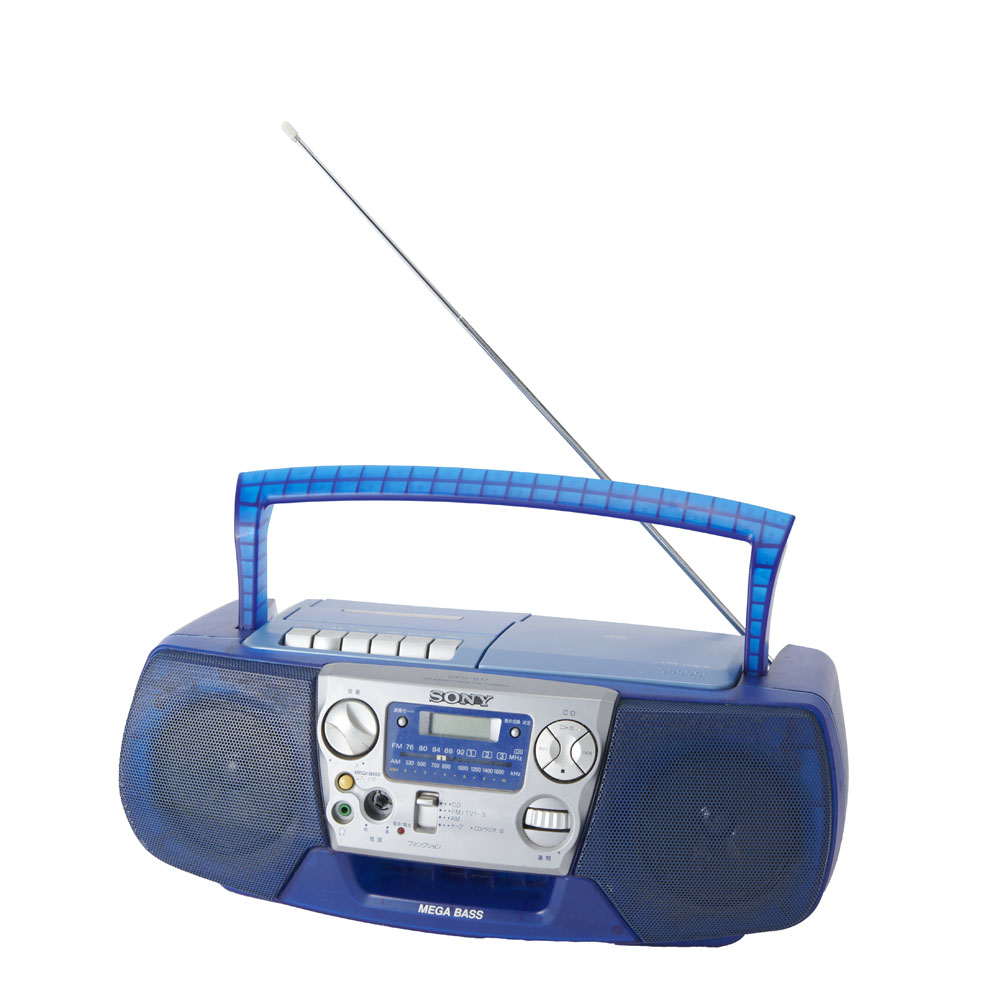 レンタル情報|小道具のElectronicsラジカセ シルバーxブルーライン