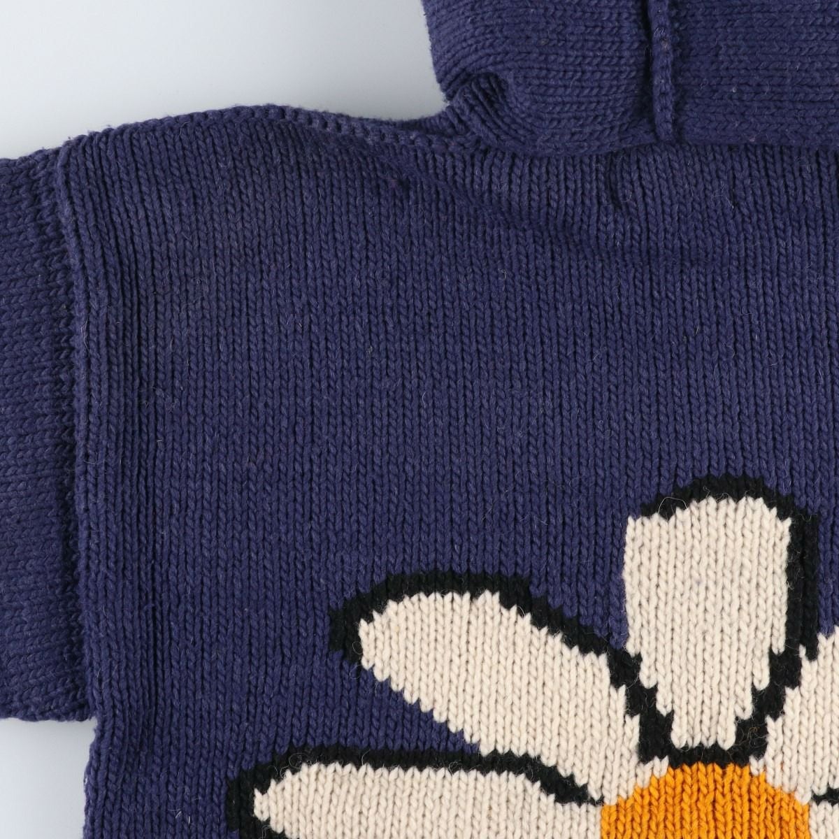 古着 Minga Imports 花柄 デイジー柄 エクアドルニットジップパーカー