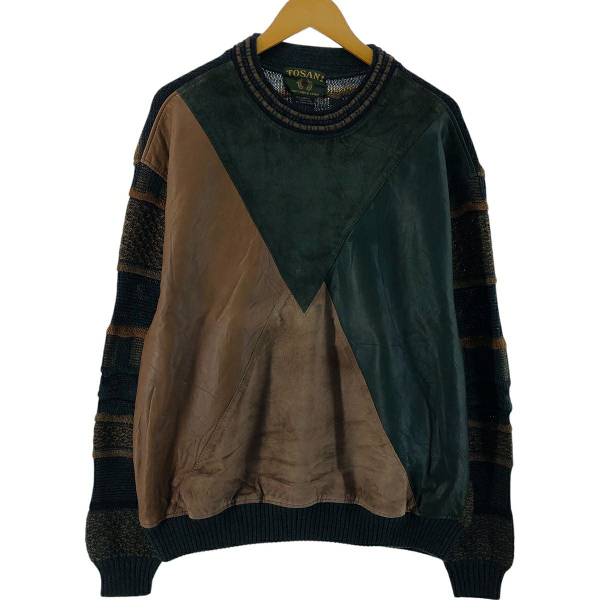 古着 TOSANI 総柄 3Dニットセーター カナダ製 メンズL相当