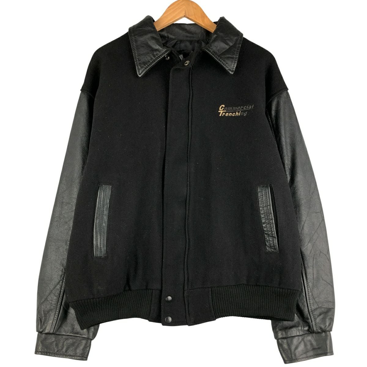 古着 90年代 ショット SCHOTT 中綿入り 袖革ウールボタンスタジャン