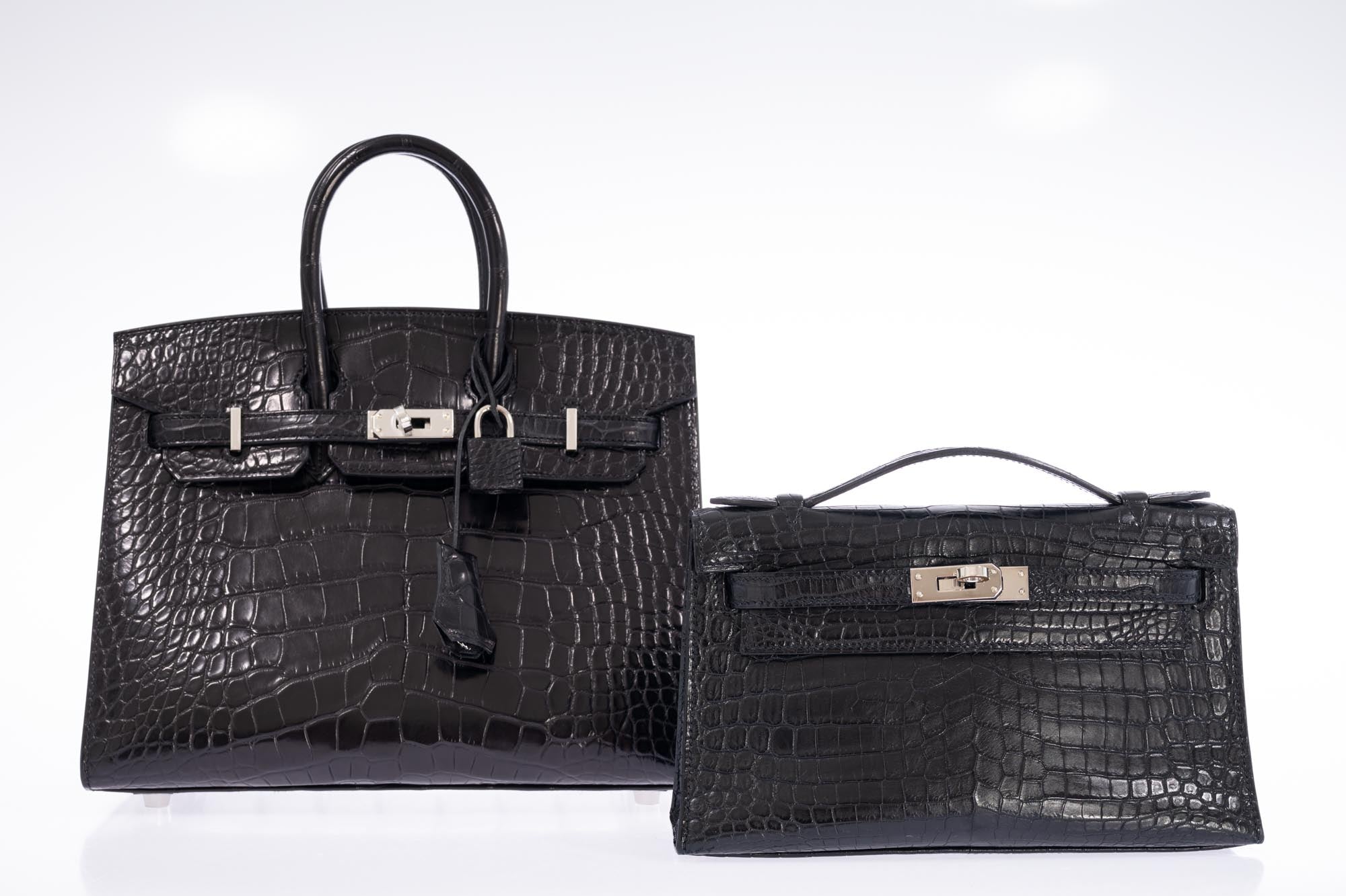 Hermès Birkin 25 Sellier Black Matte Alligator Palladium Hardware