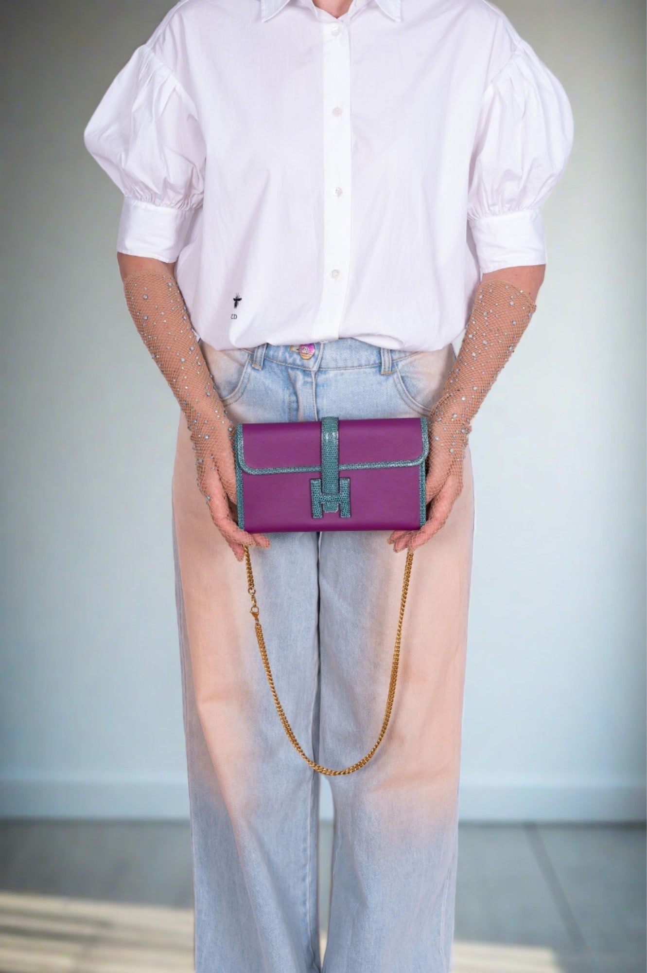 Hermès Jige Duo Touch Anamone Swift and Blue Paone Niloticus